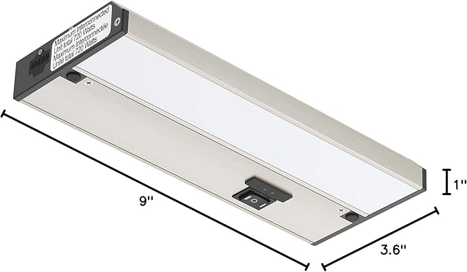 Getinlight 9-inch 3 Color Levels LED Under Cabinet Lighting, Hardwired or Plugged-in, Selectable White 2700K/3000K/4000K, Dimmable, Brushed Nickel Finished, IN-0210-0-SN