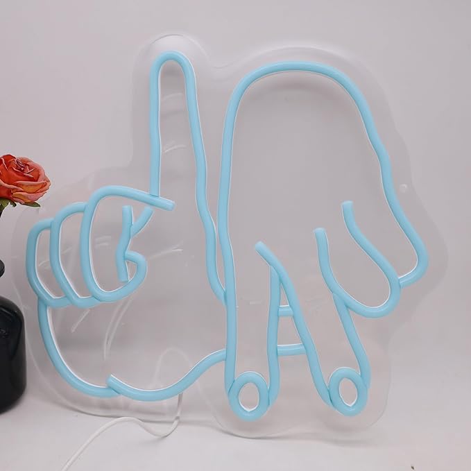 LA Gesture LED Neon Sign, Los Angeles Gesture Light Up Sign Dimmable USB Powered for Wall Bedroom, Man Cave, Baseball Team Decor, Garage, Bar, Party, Game Room, Nightclub, Gifts