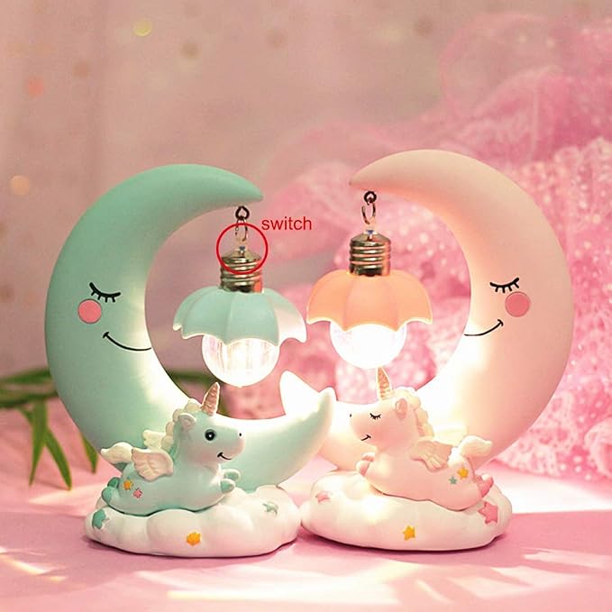 Hilitand Cartoon Moon LED Night Light Baby Nursery Lamp Ornaments Bedside Table Lamp Kids for Home Decoration ()