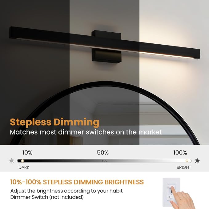 Modern Bathroom Vanity Light Black Bathroom Light Fixture Over Mirror 32 Inch 26W Dimmable 5CCT LED Vanity Light Bar for Bathroom Mirror Cabinets Bedroom