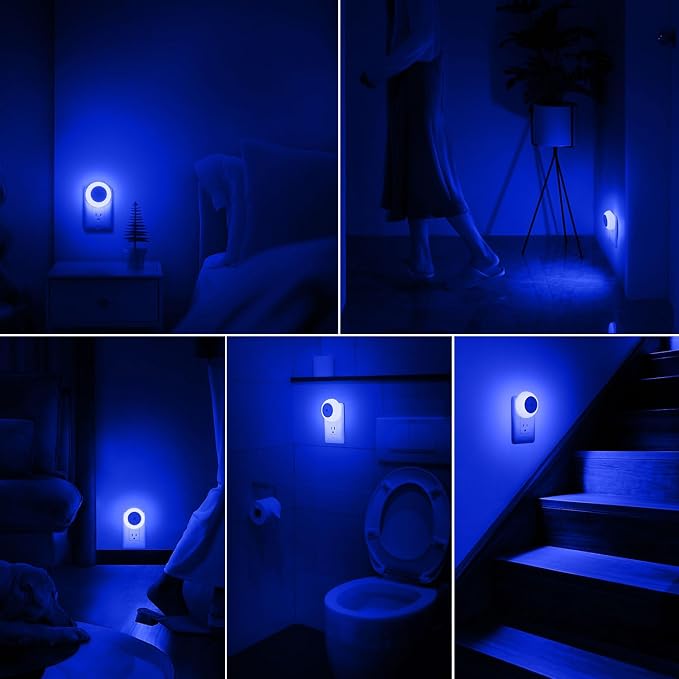 fesnne Night Light, Night Lights Plug into Wall, Dusk to Dawn Sensor, Blue Led Night Light 0.5W, 8 Pack Nightlight for Adults, Bedroom, Bathroom, Hallway, Kitchen