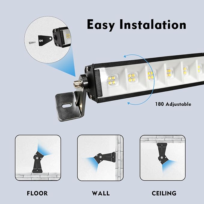 42W LED Shop Light for Garage, 4800LM 6500K Daylight, Plug in Shop Light with 4.9FT Cord & Switch, 120° Adjustable Bracket for Workshop, Basement, Utility Room (6-Pack)