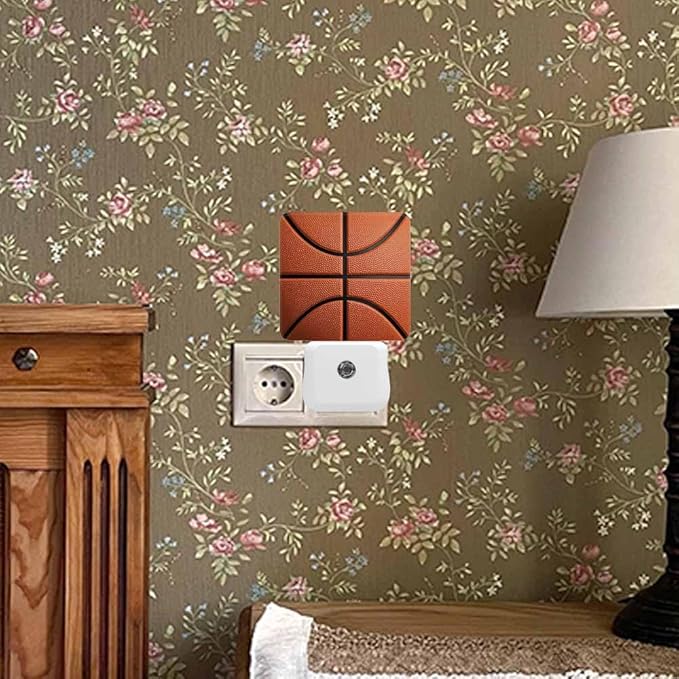 Basketball Background Night Lights Plug into Wall Highly Detailed Texture Night Light with Dusk to Dawn Sensor for Home Bedroom Bathroom Living Room 0.5W Sleep-Friendly