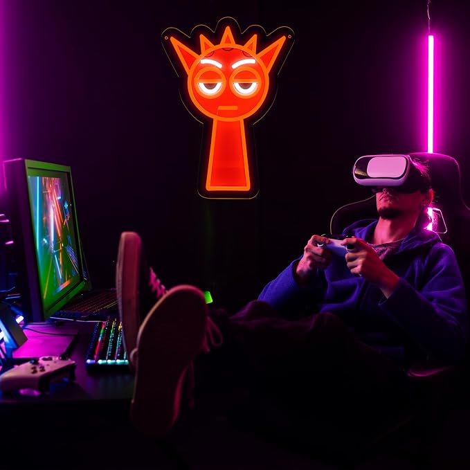 AHlove Game Neon Sign for Wall Decorļ¼Anime LED Neon Lights for Game RoomćMan Caveļ¼BirthdayćChristmas Gifts for Boys