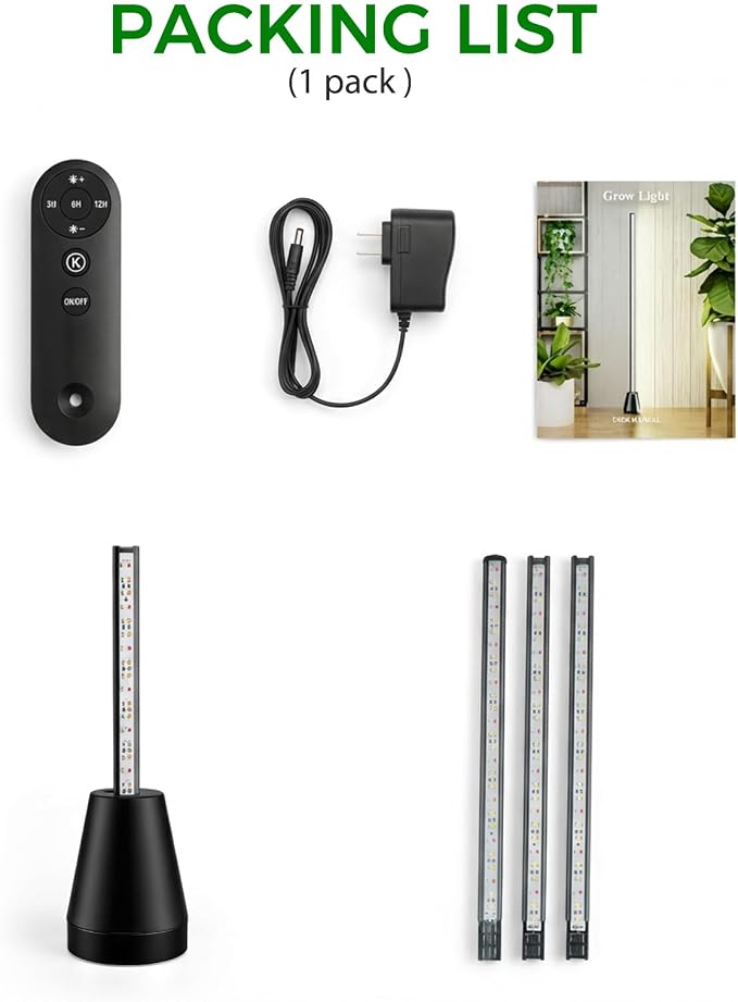 2 Packs Grow Lights for Indoor Plants with Timer, Full Spectrum Grow Lights with 384 LEDs, Vertical Plant Light, Standing Plant Lamp, 60", 5 Level Dimmable
