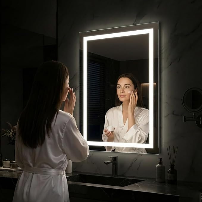 40"x 32" LED Bathroom Mirror with Lights, Anti-Fog, Backlit & Front Lit, Stepless Dimmable, 3 Colors, Memory Function, Vanity Mirror for Wall, Shatterproof Tempered Glass,Horizontal/Vertical