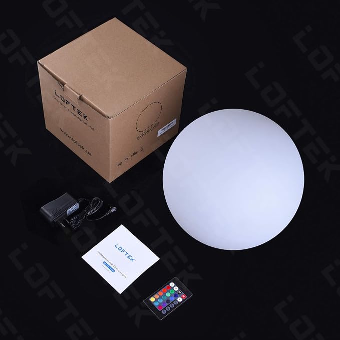 LOFTEK 12-inch LED Light Ball, Rechargeable Waterproof Globe Lamp w/Remote | 16 Colors Dimmable Sphere Night Light, Cordless & Color Change, Sensory Lamp for Home, Party, patio Decor