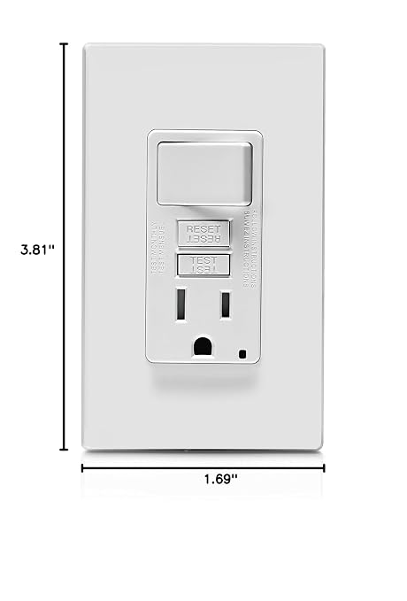 Leviton GFCI Switch Outlet Combo, 15 Amp, Self Test, Tamper-Resistant with LED Indicator Light, Saves Space, GFSW1-W, White (Pack of 3)