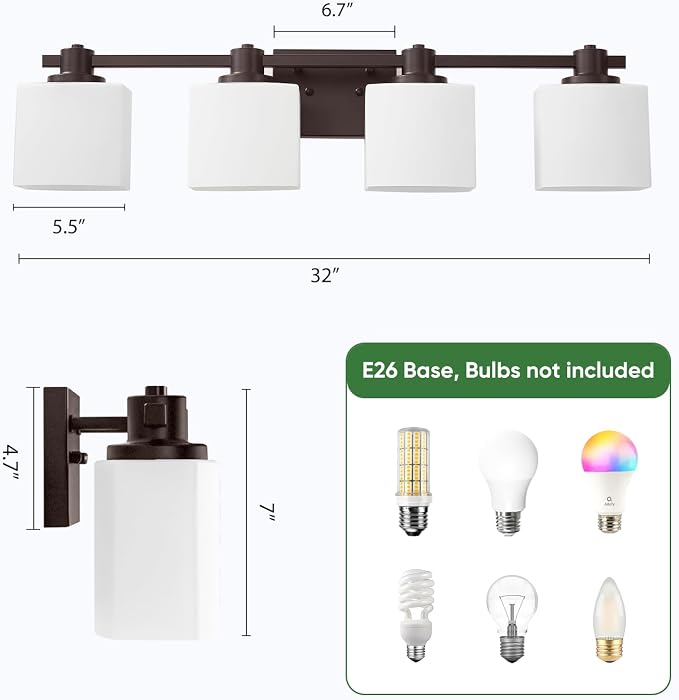 32 Inch Oil Rubbed Bronze Vanity Light for Bathroom Light Fixtures Over Mirror 3 Light Bathroom Vanity Light Vintage Rustic Farmhouse Lighting Bulb lamp Modern Above Sink wall Sconce