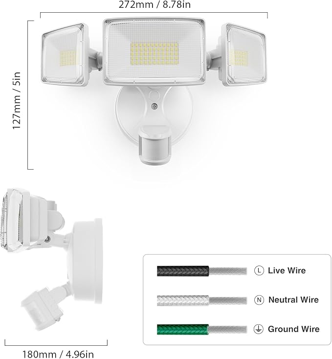Onforu 2 Pack 100W 11000LM LED Motion Sensor Outdoor Lights, Dusk to Dawn Flood Lights Outdoor Motion Sensor, Hardwired Security Lights Floodlights Outside 6500K Daylight IP65 Waterproof (White)