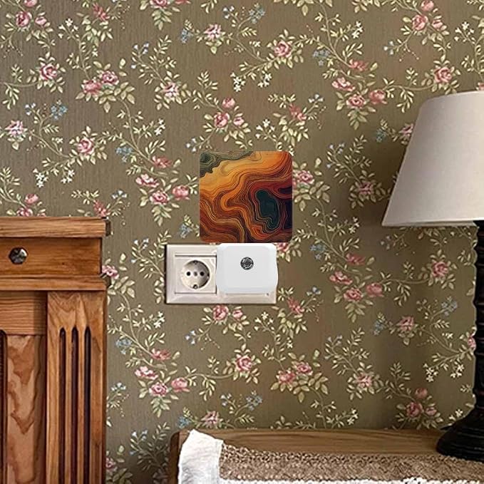 Abstract Background Night Light Colorful Brown Asian Style 0.5W Night Lights Auto LED Lamp Energy Saving Square Lights for Room Bedroom Bathroom