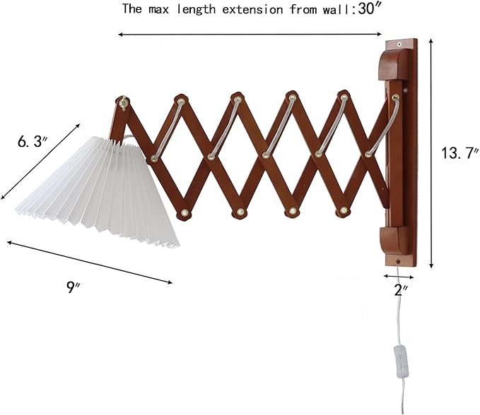 Plug in Mounted Wall Sconce, Swing Arm Wall Lamp for Bedroom, Living Room, Bedside Reading Light Fixtures with On/Off Switch ,E26 Bulb Excluded (Brown)