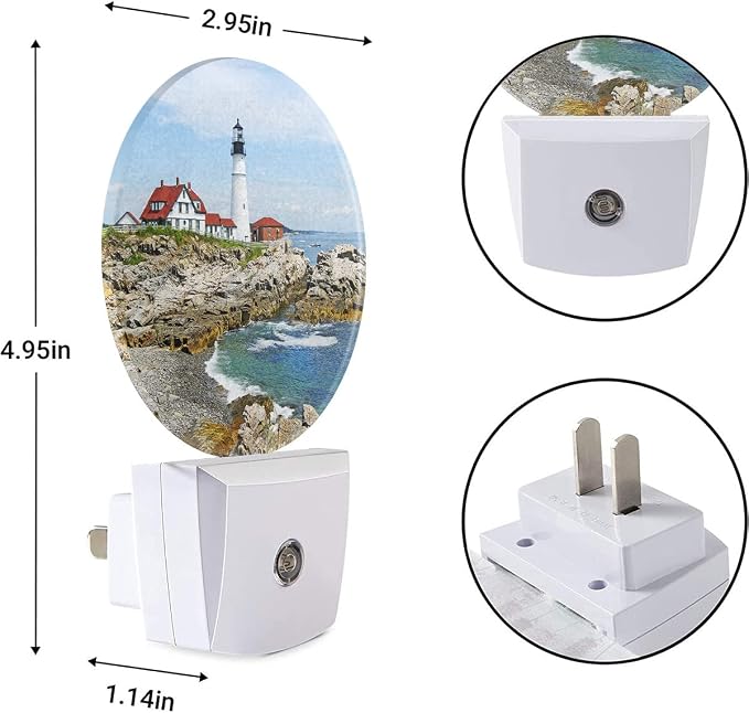 EKOBLA Lighthouse Night Light, Coastal Seaside Lighthouse Night Lights Plug Into Wall for Bedroom, Living Room and Bathroom