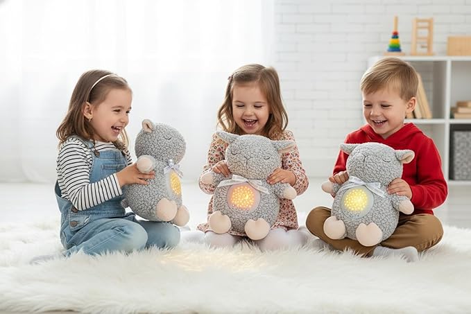 BEREST Baby Sleep Soother with Projector Night Light & Auto-Off Timer, Musical Sheep Plush Toy with White Noise, Heartbeat, Shushing, Lullabies for Newborns, Infants Shower Gift