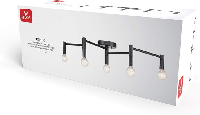 Globe Electric 59969 Tempo 5-Light Foldable Track Lighting, Matte Black