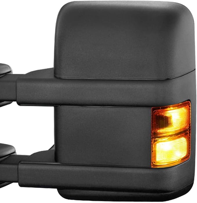 HERCOO Amber Side Mirror Marker Lights Lens w/LED Compatible with 2008-2016 F250 F350 F450 Super Duty Turn Signal Aftermarket Replacement, Qty: 2, Amber & White