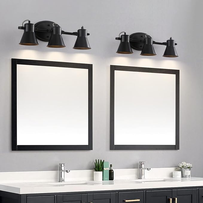 SEEBLEN 3-Lights Ceiling Track Lighting Fixtures Can Used for Mirror Front Wall Lights, Adjustable Ceiling Spotlight 3-Light Vanity Lamp