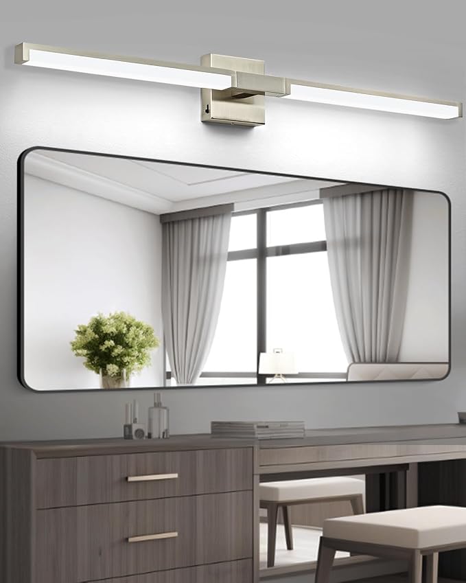 Modern Bathroom Light Fixtures Over Mirror, 40 Inch Brushed Nickel Vanity Light Bar for Bathroom, 24W 5CCT Diammable Wall Light
