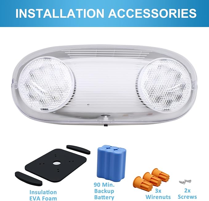 Outdoor Emergency Light with Battery Backup, Exterior Lights with Battery Backup, Wet Location, LED Egress Lights, Exterior Two Adjustable Heads Emergency Lighting Fixture,120/277V, UL Listed (1 Pack)