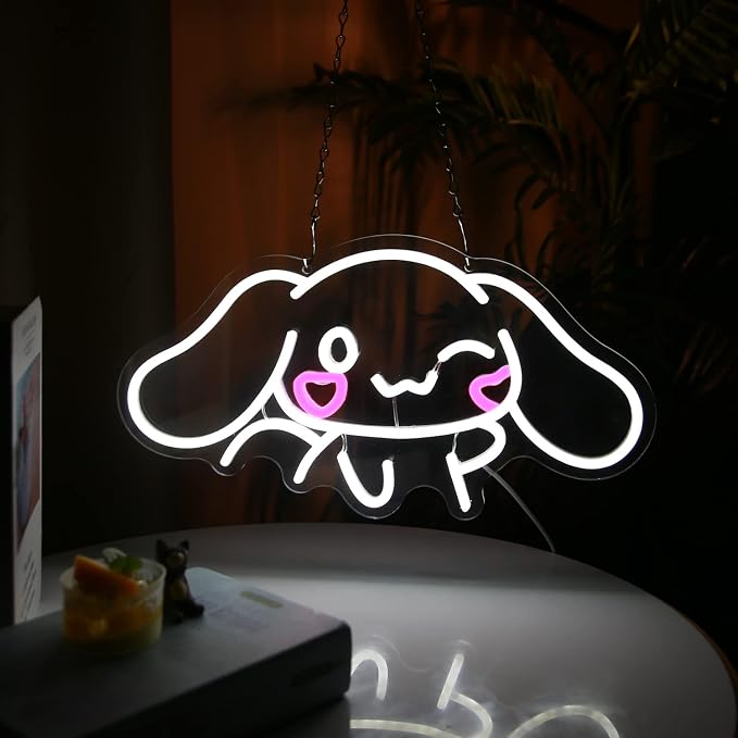 Cinnamoroll Neon Sign USB Powered for Room Decor, Japanese Cartoon Character Dog Dimmable Neon Light Sign for Kids Bedroom Wall Art Birthday Gift 17.5 * 9.5 Inches