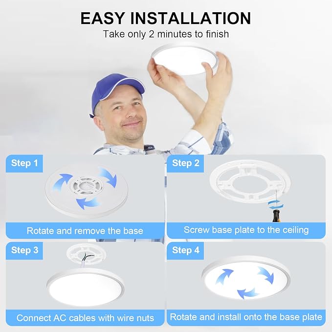 DLLT LED Flush Mount Ceiling Light: 2Pack 12 inch Super Slim Kitchen Lighting Fixtures Ceiling - 5 Color Temperatures (2700K-6000K) Round White Ceiling Light Fixtures for Bedroom Garage Hallway