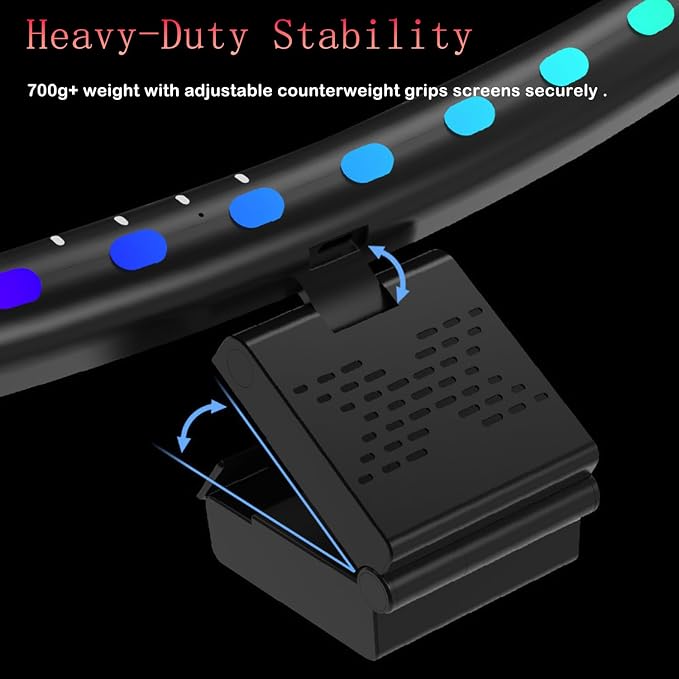 Curved Screen Light Bar Pro – RGB Music-Synced Ambient Lighting for 24”+ Monitors, Anti-Glare Desk Lamp with Touch Control, Stepless Dimming & Heavy-Duty Clamp