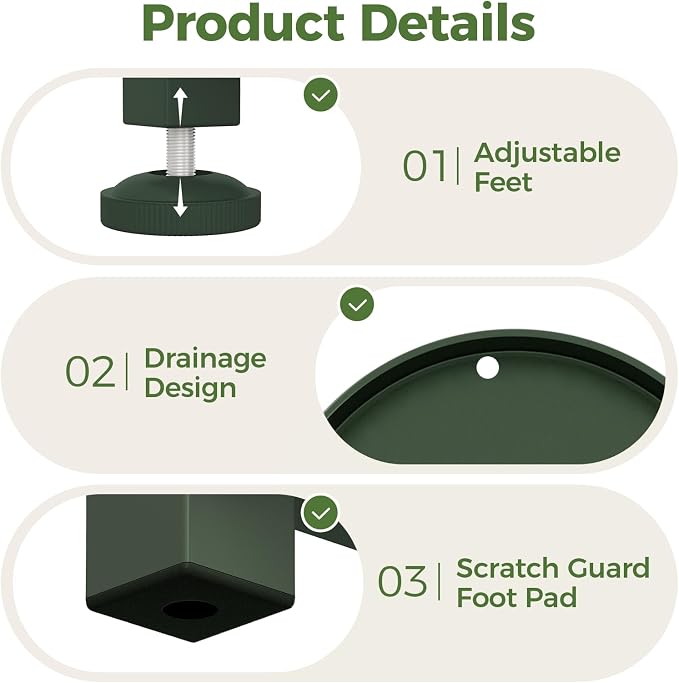 Bamworld Corner Plant Stand Indoor Outdoor Tall Metal Flower Pot Stands | 4 Tier Dark Green Plant Shelf for Multiple Plants Plant Table for Patio Garden Balcony Living Room Bedroom(Patent Design)