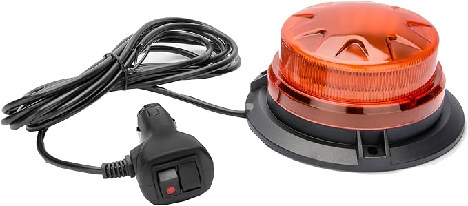 Amber Yellow Led Emergency Strobe Beacon Lights for Car 12V 24V 24-LEDs | Magnetic Mount, 8 Flash Model, Warning Safety Flashing, Rooftop Signal Lamp for Forklife Construction Truck Tractor Golf SUV