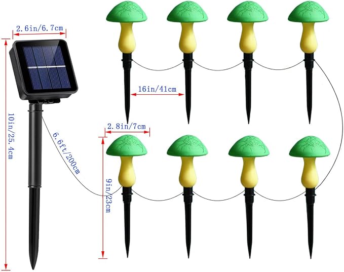 Solar Mushroom Lights Garden Decor 8 Green Crack Mushrooms Outdoor Decor Stake Lights Waterproof Solar Pathway Light Gardening Gifts for St Patrick's Day Easter Gnomes Yard Halloween Xmas Decorations