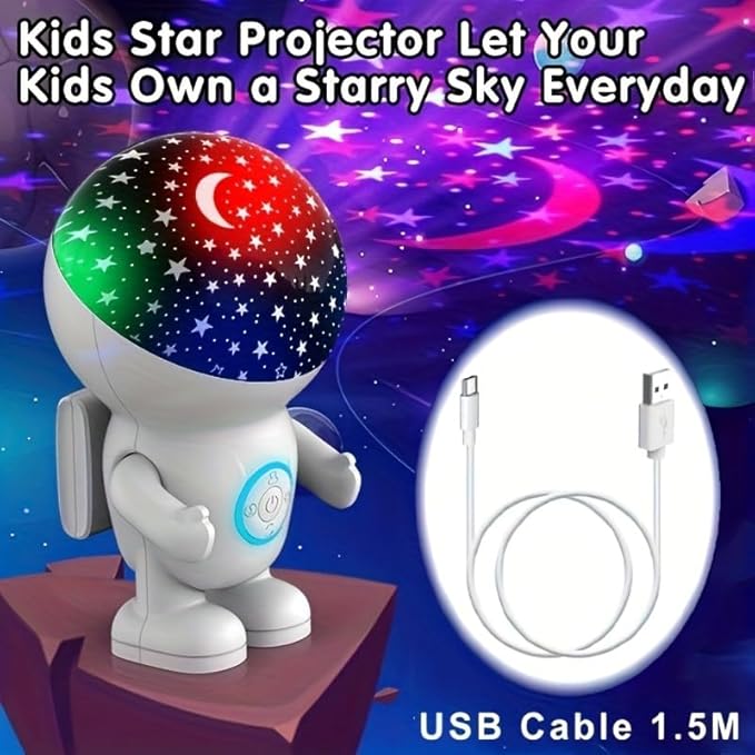 Night Light Projector,Night Light for Kids,Astronaut Star Projector with Timer,Remote, Adjustable Brightness,Energy Halo and 360 ° Rotation