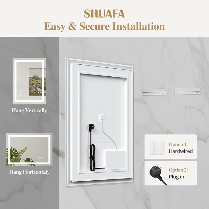 28X36 Inch Frontlit+ Backlit LED Bathroom Mirror with Lights | Bathroom Vanity Mirror for Wall, Ultra-Clear Tempered Glass, Shatter-Proof, Anti-Fog and Memory Function, ETL Listed