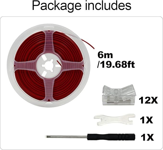 HAMRVL 10mm COB LED Strip Light Connectors Strip to Wire Solderless Transparent Track Lighting kit Adapter Connection, with 6M/19.68ft Led Wire Extension Cable for 5050 Led Tape 12/24V (2 Pin, 10mm)