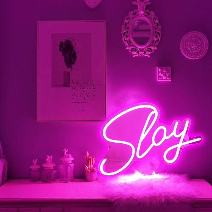 Preppy Lights Slay Dimmable Pink Neon Led Light Sign for Wall Decor 15.7''*9.4'', Bedroom, Living Room, Salon, Party Decor