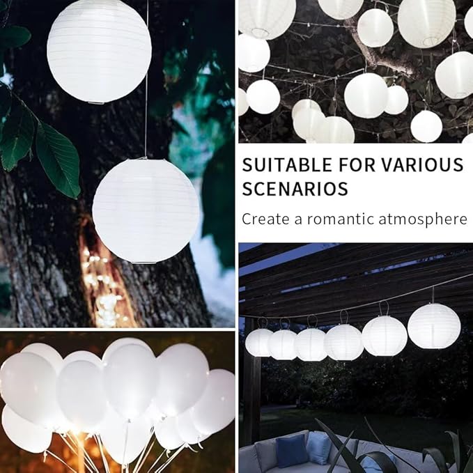 12PCS Paper Lantern Lights, Mini LED Battery Operated Lights, Hanging Decorative Lighting for Wedding, Party, Balloon, Lanterns, Floral, Last 48 Hours- Cold White