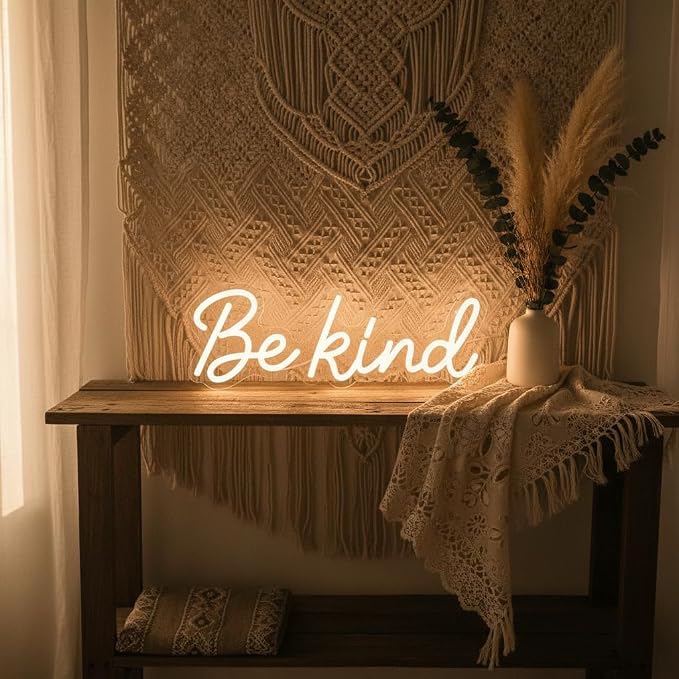 Be Kind Neon Sign Dimmable Classroom Neon Sign Warm White Wall Decor | USB Powered LED Be Kind Light for Bedroom Kids Room Dorm Office Bookstore Boutique and Shop Decoration Teen Room Study Space