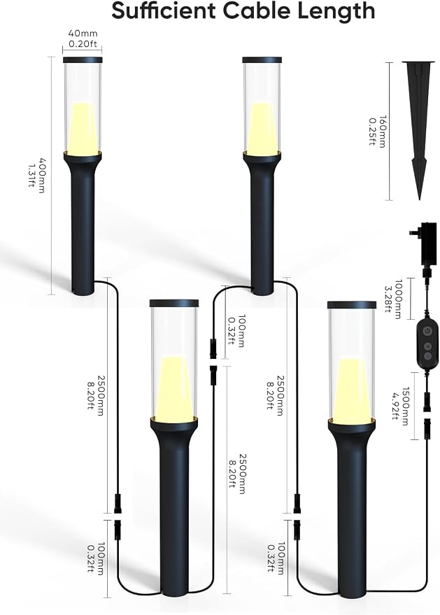 Pathway Lights,RGBCW Walkway Lights with APP Control,4 Pack | IP65 Waterproof,Low Voltage Landscape Lighting 800LM,Color Changing,for Garden, Yard, Patio,Compatible with Alexa