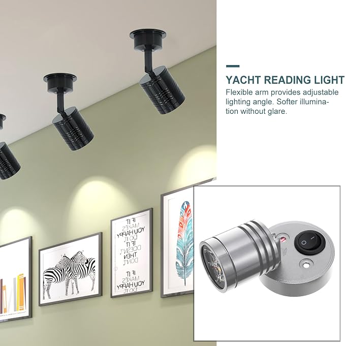 12 Volt RV Lights, 3W 3000K RV Interior Led Lights, Adjustable Wall Reading Lamp Bedside Eye Protection Reading Lamp, Flexible Lighting for Camper Van Travel Trailer Truck Boat Interior Lig