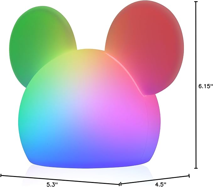 Disney Mickey Mouse Squishy Light, Color Changing, Night Light for Kids, USB Lamp, Battery Operated, Dimmable, Ideal for Bedroom, Playroom, Living Room, and More, 66944 (Pack of 8)