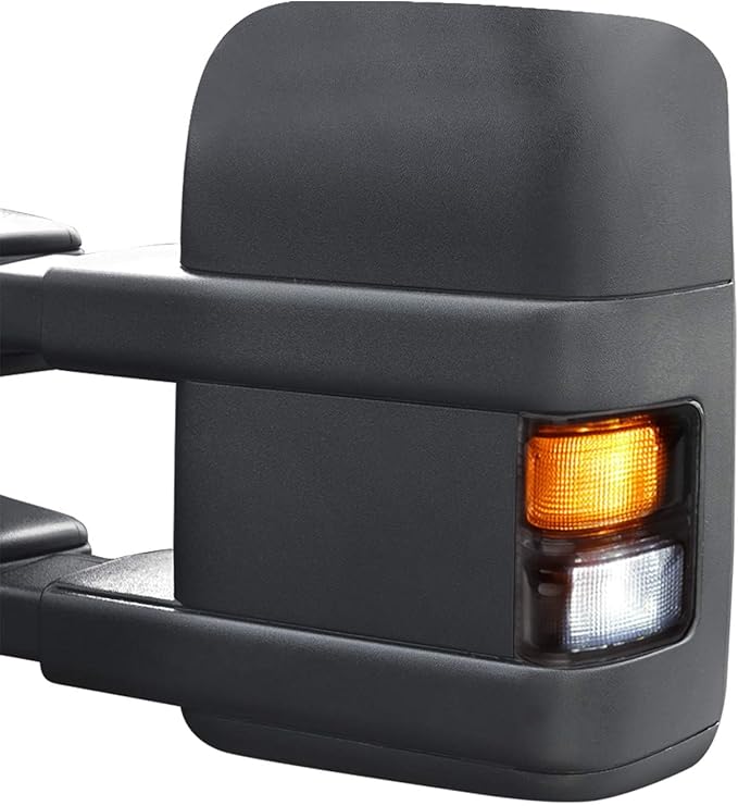 HERCOO Smoke Side Mirror Marker Lights Lens w/LED Compatible with 2008-2016 F250 F350 F450 Super Duty Turn Signal Aftermarket Replacement, Qty: 2, Amber & White