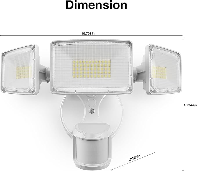 Onforu 100W LED Motion Sensor Outdoor Lights, Dusk to Dawn Flood Light Outdoor Motion Sensor, Hardwired Security Lights Floodlights Outside 11000LM 6500K Daylight IP65 Waterproof (White) (Pack of 2)