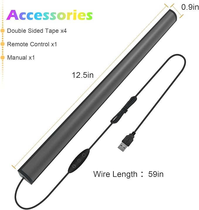 WILLED RGB Under Monitor Light Bar, Gaming Lights for Gaming Setup, RGB Desk Led with Remote Controller, 5V USB Led Light Bar, Keyboard Gaming Light for Desk/PC/Monitor/Computer/Setup/Room Accessories