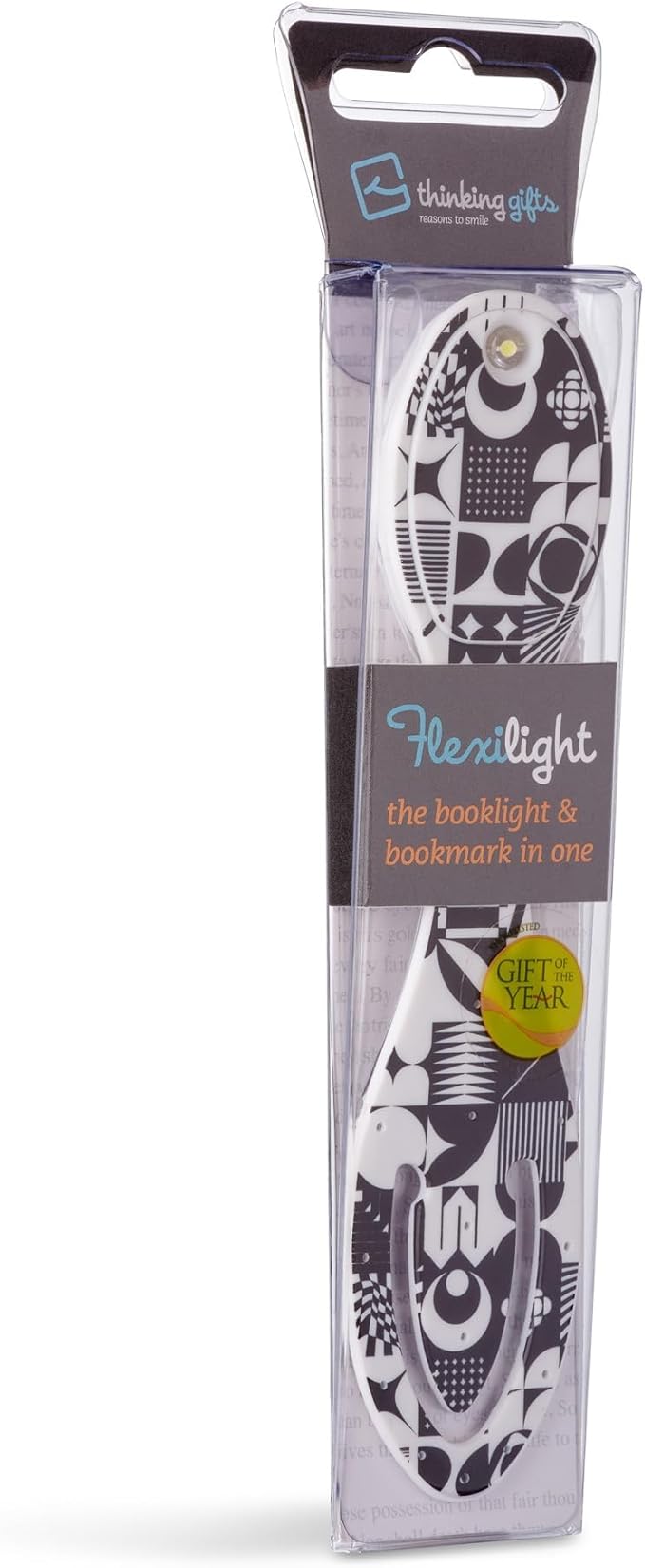 Gifts for Readers & Writers Book Light, Clip On Reading Light for Bed, 2in1 Flexilight & Bookmark, Small & Lightweight with a Soft Glow, 2 Batteries Included, Black & White