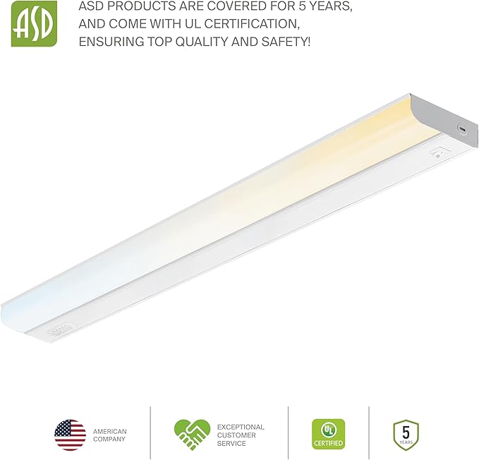 ASD 12 Pack 32 Inch Hardwired LED Under Cabinet Lights, On/Off & 5CCT Switch 2700K-5000K, 16W 1436LM CRI90+, Direct Wire Low Profile Linkable Fixture, Dimmable Under Counter Kitchen Lighting, White UL