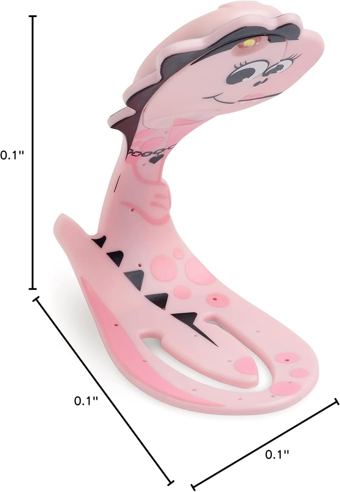 Gifts for Readers & Writers Book Light for Kids, Clip On Reading Light for Bed, 2in1 Flexilight Pals & Bookmark, Small & Lightweight with a Soft Glow, 2 Batteries Included, Dino Pink