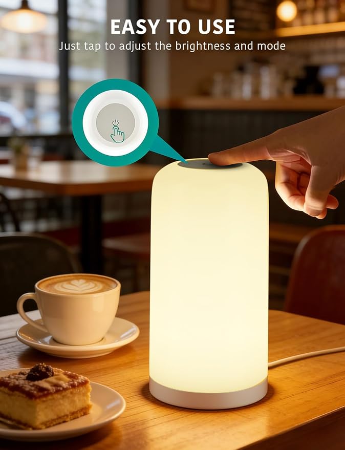 DAYBETTER BGRIC Smart Bedside Lamps, Touch Lamps for Nightstand, LED Lamp Compatible with Alexa and Google Home, Color Changing Lamp for Bedroom Living Room,70+ Scene Mode (Only for 2.4GHz WiFi)