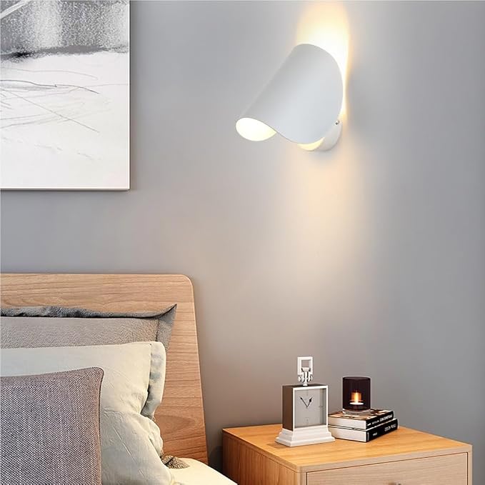 Modern Metal Vanity Wall Mount Light Fixtures Creative Rotatable Hallway Wall Lamps & Sconces G4 Warm Light Mirror Bedroom Wall Sconces for Bedroom Bedside Headboard Living Room T-155(Bianco)