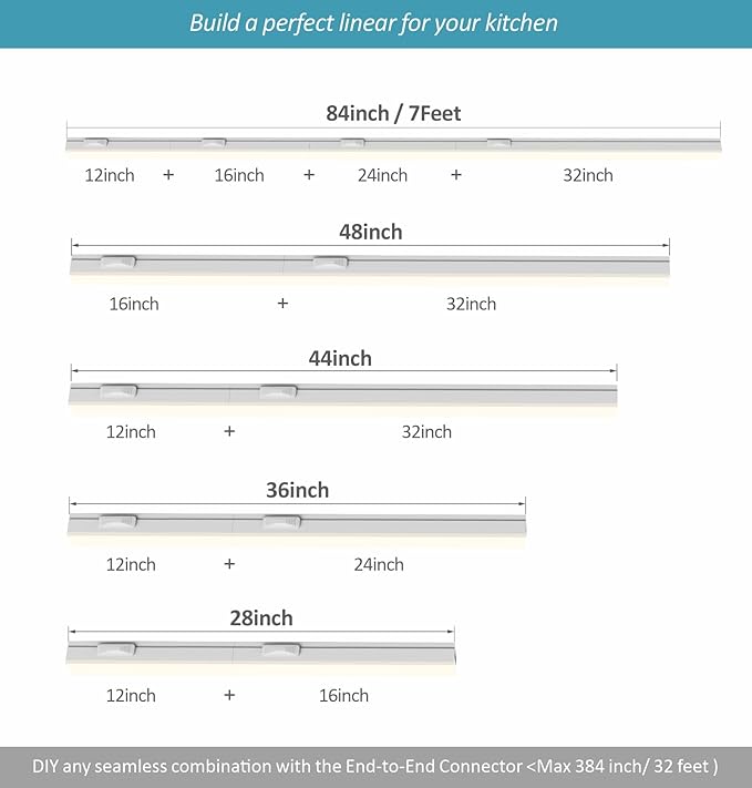 Under Cabinet Lighting Plug in, 12 Inch 2 Pcs, Linkable AC120V 3CCT 3000K/4000K/5000K Ultra Slim, LED Under Cabinet Lights for Counter Light, Kitchen, Shelf, Sink, Workshop, Desk,White