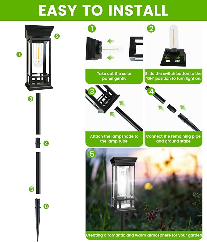 8 Pack Bright Solar Garden Lights, Solar Pathway Lights Outdoor Waterproof | Auto On/Off, Solar Lights Outdoor for Yard, Sun-Powered Landscape Lights for Path Walkway Lawn Driveway Patio Decor