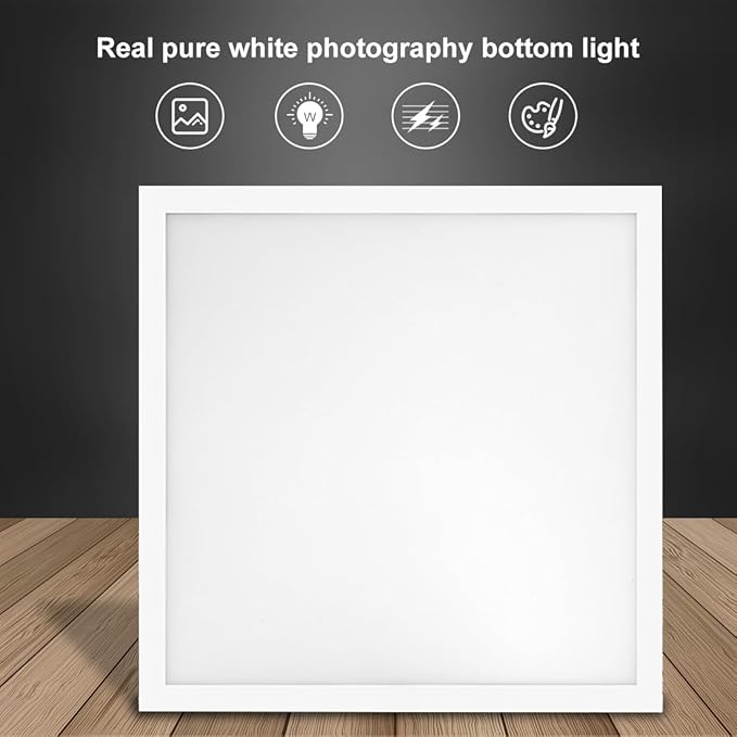PULUZ Photo Studio Fill Light LED Shadowless Light Panel 15in X 15in / 38 x 38cm Dimmable Photography Softbox Bottom Light for Food Jewelry Cosmetic Crafts US Plug
