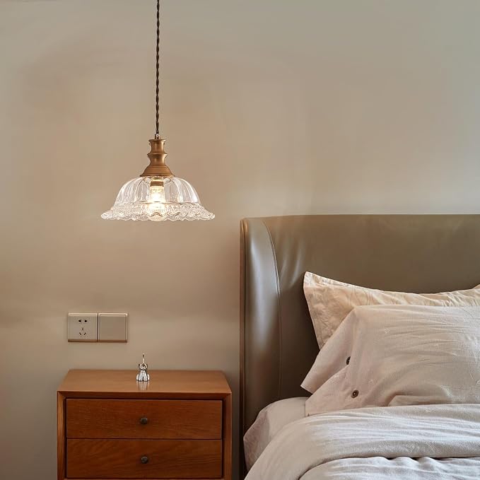 HDDFL Plug in Pendant Light Fixtures Vintage Pendant Lighting with Plug in Cord Hanging Light Kitchen Glass Hanging Lamp with Switch for Island Dining Room Living Room
